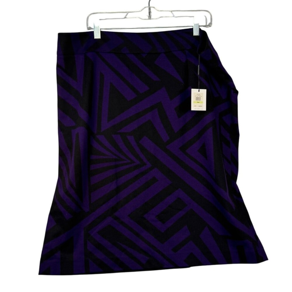 Calvin Klein Womens Size 18W Geometric Purple & Black Skirt  Polyester/Spandex